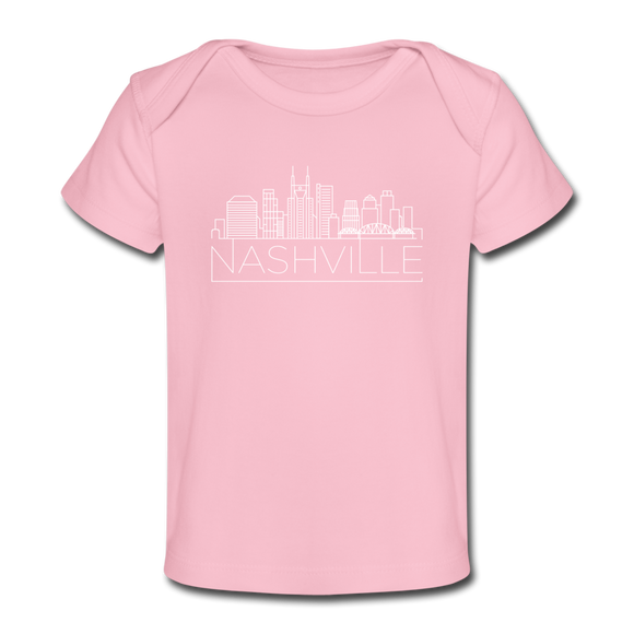 Nashville, Tennessee Baby T-Shirt - Organic Skyline Nashville Infant T-Shirt - light pink