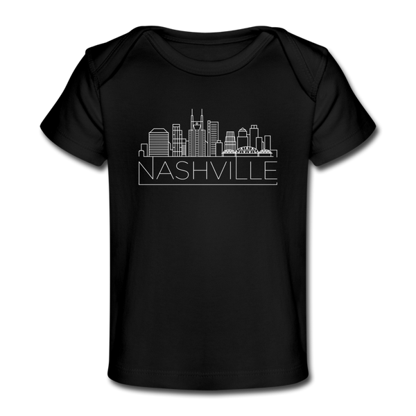 Nashville, Tennessee Baby T-Shirt - Organic Skyline Nashville Infant T-Shirt - black