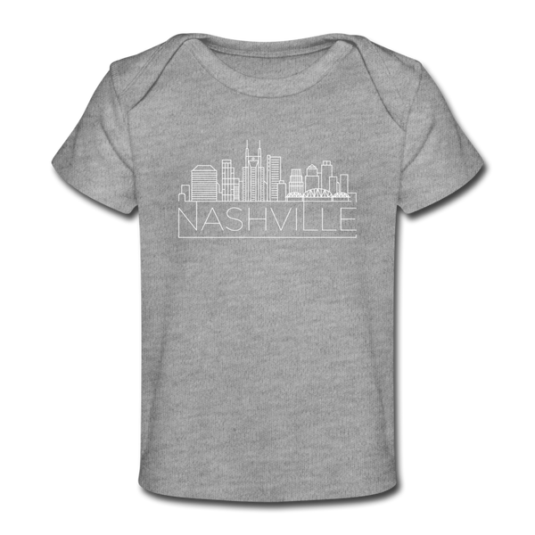 Nashville, Tennessee Baby T-Shirt - Organic Skyline Nashville Infant T-Shirt - heather gray