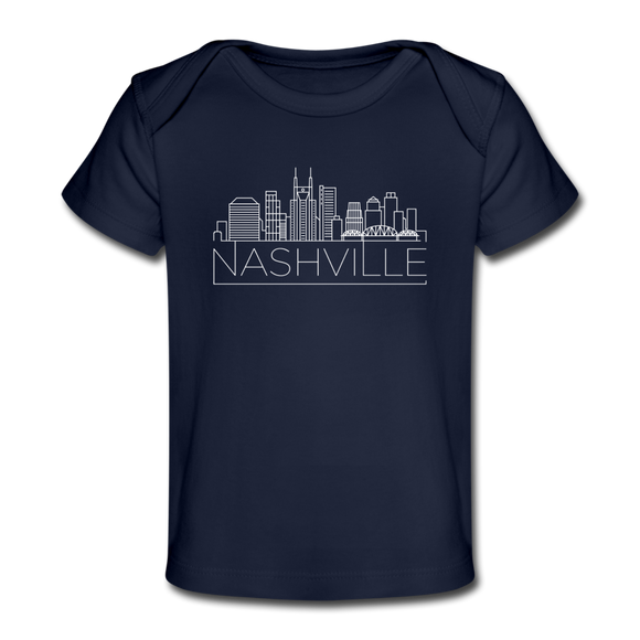 Nashville, Tennessee Baby T-Shirt - Organic Skyline Nashville Infant T-Shirt - dark navy