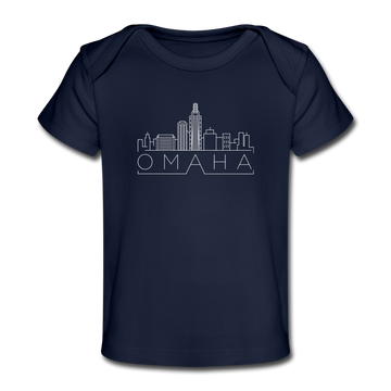 Omaha, Nebraska Baby T-Shirt - Organic Skyline Omaha Infant T-Shirt - dark navy