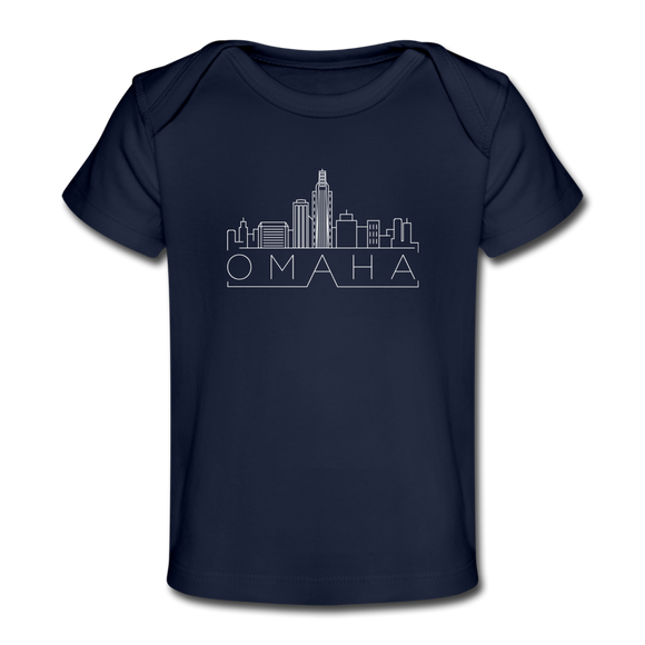 Omaha, Nebraska Baby T-Shirt - Organic Skyline Omaha Infant T-Shirt - dark navy