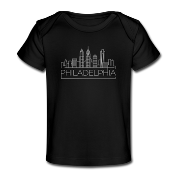 Philadelphia, Pennsylvania Baby T-Shirt - Organic Skyline Philadelphia Infant T-Shirt - black