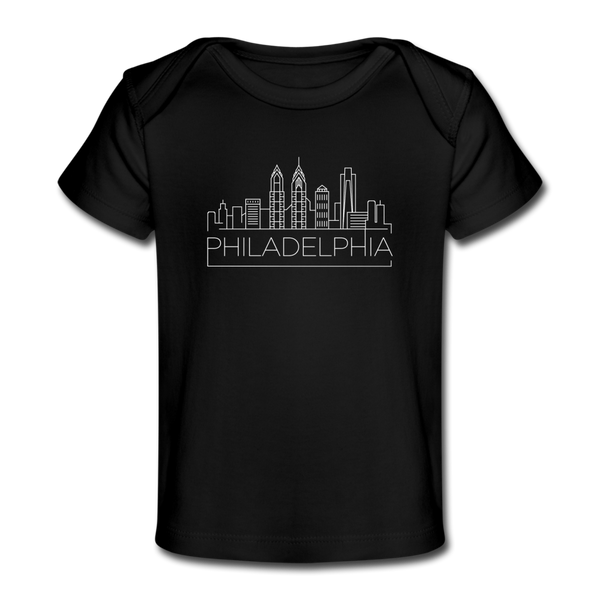 Philadelphia, Pennsylvania Baby T-Shirt - Organic Skyline Philadelphia Infant T-Shirt - black