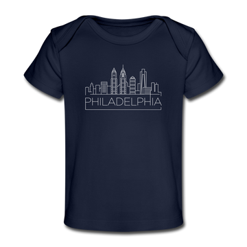 Philadelphia, Pennsylvania Baby T-Shirt - Organic Skyline Philadelphia Infant T-Shirt - dark navy