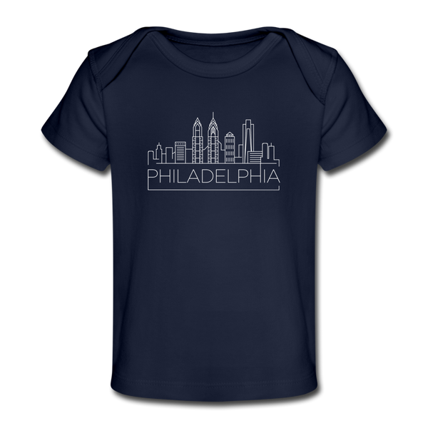 Philadelphia, Pennsylvania Baby T-Shirt - Organic Skyline Philadelphia Infant T-Shirt - dark navy