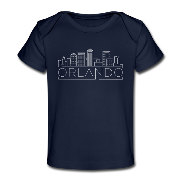 Orlando, Florida Baby T-Shirt - Organic Skyline Orlando Infant T-Shirt - dark navy
