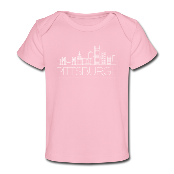 Pittsburgh, Pennsylvania Baby T-Shirt - Organic Skyline Pittsburgh Infant T-Shirt - light pink