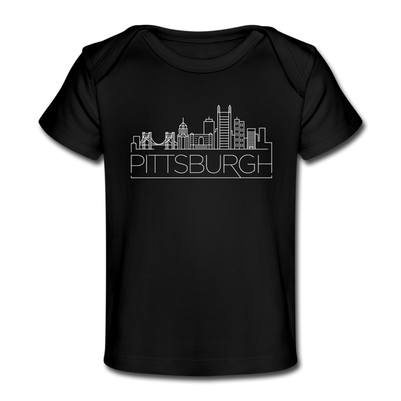 Pittsburgh, Pennsylvania Baby T-Shirt - Organic Skyline Pittsburgh Infant T-Shirt - black