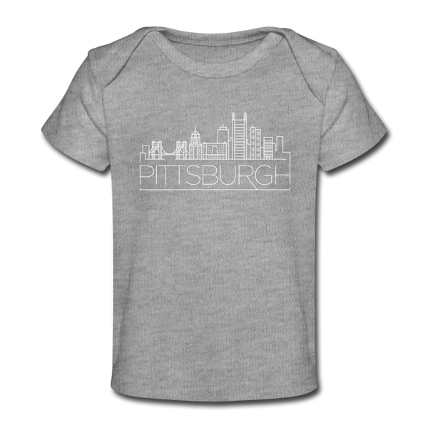 Pittsburgh, Pennsylvania Baby T-Shirt - Organic Skyline Pittsburgh Infant T-Shirt - heather gray