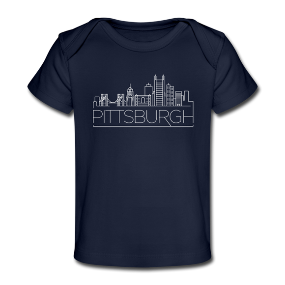Pittsburgh, Pennsylvania Baby T-Shirt - Organic Skyline Pittsburgh Infant T-Shirt - dark navy