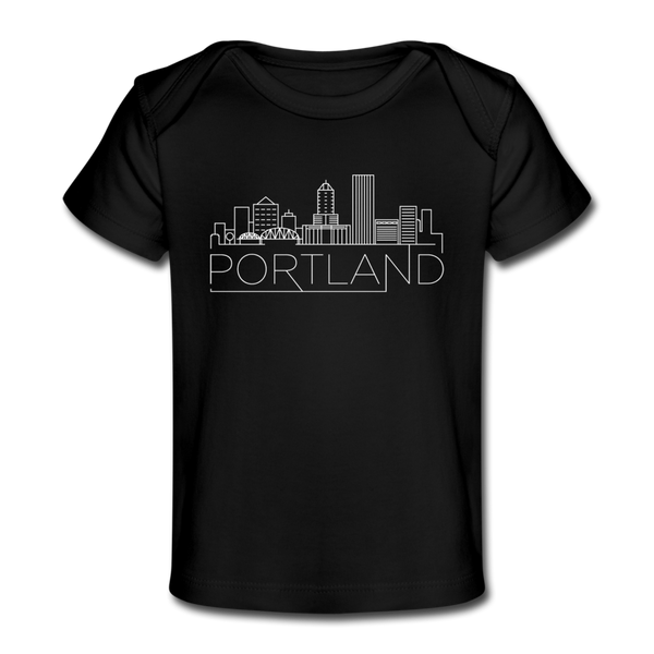 Portland, Oregon Baby T-Shirt - Organic Skyline Portland Infant T-Shirt - black