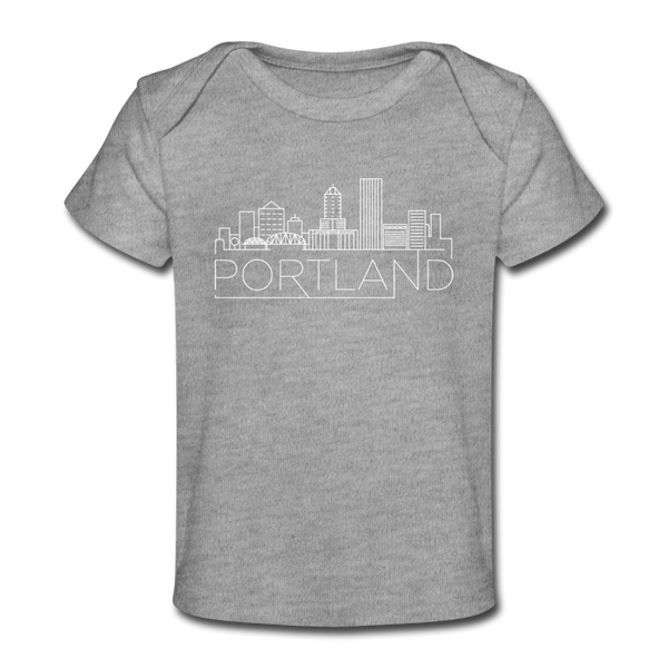 Portland, Oregon Baby T-Shirt - Organic Skyline Portland Infant T-Shirt - heather gray
