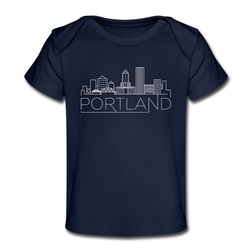 Portland, Oregon Baby T-Shirt - Organic Skyline Portland Infant T-Shirt - dark navy