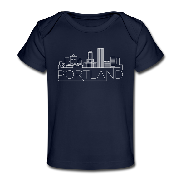 Portland, Oregon Baby T-Shirt - Organic Skyline Portland Infant T-Shirt - dark navy