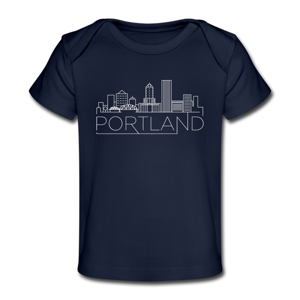 Portland, Oregon Baby T-Shirt - Organic Skyline Portland Infant T-Shirt - dark navy