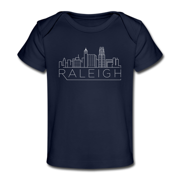 Raleigh, North Carolina Baby T-Shirt - Organic Skyline Raleigh Infant T-Shirt - dark navy