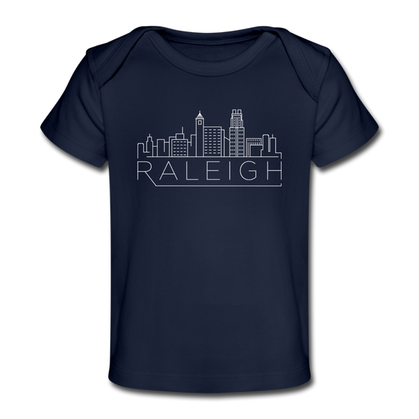 Raleigh, North Carolina Baby T-Shirt - Organic Skyline Raleigh Infant T-Shirt - dark navy