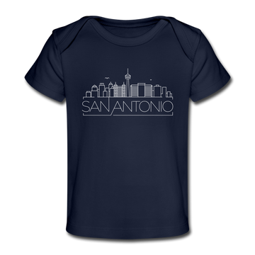 San Antonio, Texas Baby T-Shirt - Organic Skyline San Antonio Infant T-Shirt - dark navy