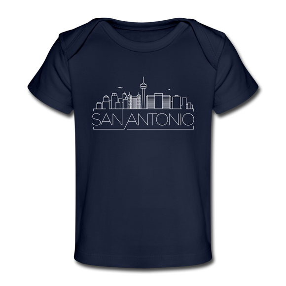 San Antonio, Texas Baby T-Shirt - Organic Skyline San Antonio Infant T-Shirt - dark navy