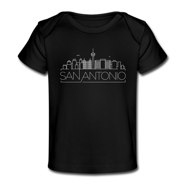 San Antonio, Texas Baby T-Shirt - Organic Skyline San Antonio Infant T-Shirt - black