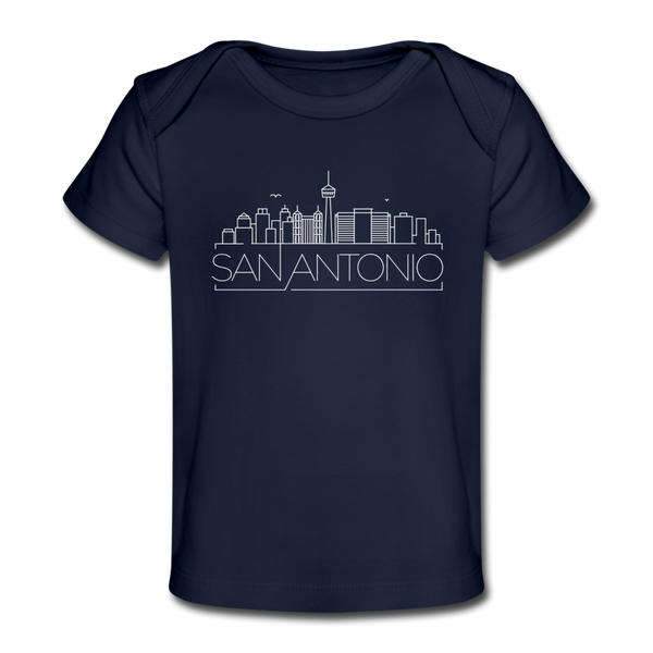San Antonio, Texas Baby T-Shirt - Organic Skyline San Antonio Infant T-Shirt - dark navy