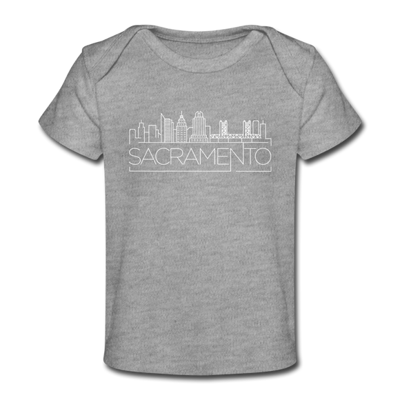 Sacramento, California Baby T-Shirt - Organic Skyline Sacramento Infant T-Shirt - heather gray