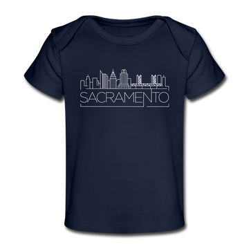 Sacramento, California Baby T-Shirt - Organic Skyline Sacramento Infant T-Shirt - dark navy