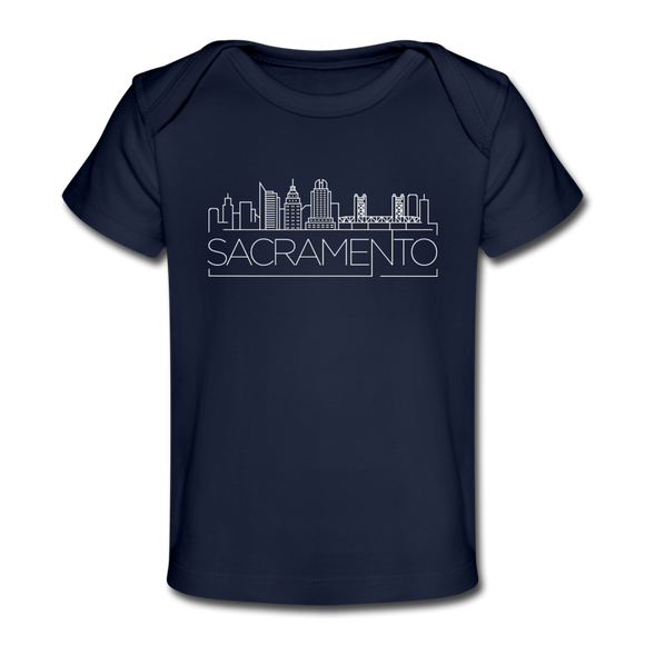Sacramento, California Baby T-Shirt - Organic Skyline Sacramento Infant T-Shirt - dark navy