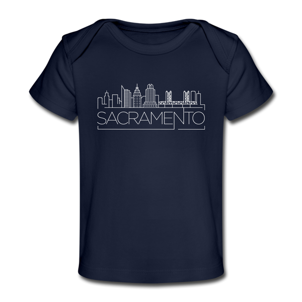 Sacramento, California Baby T-Shirt - Organic Skyline Sacramento Infant T-Shirt - dark navy