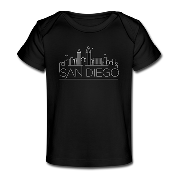 San Diego, California Baby T-Shirt - Organic Skyline San Diego Infant T-Shirt - black