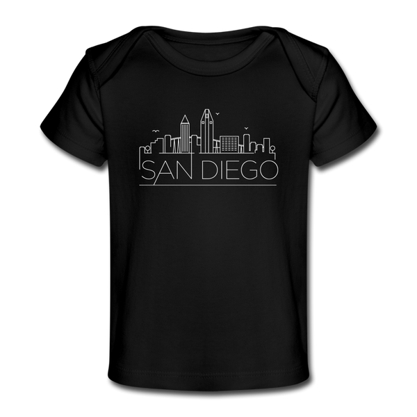 San Diego, California Baby T-Shirt - Organic Skyline San Diego Infant T-Shirt - black