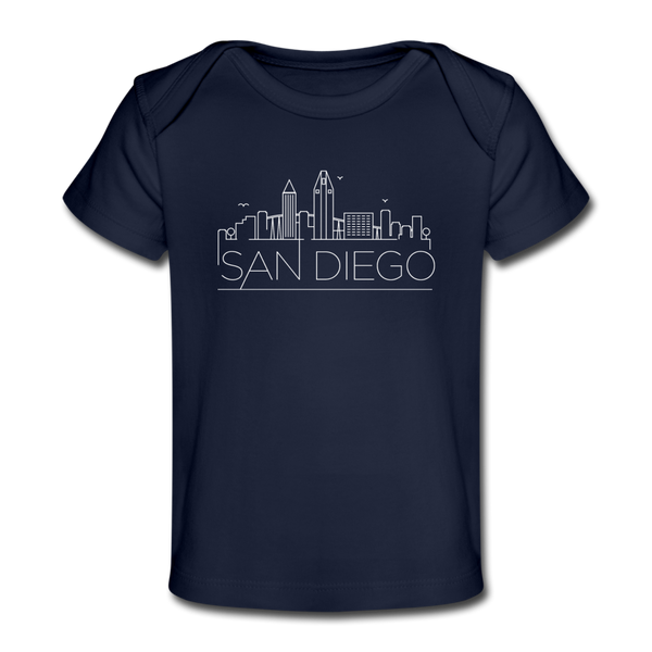 San Diego, California Baby T-Shirt - Organic Skyline San Diego Infant T-Shirt - dark navy