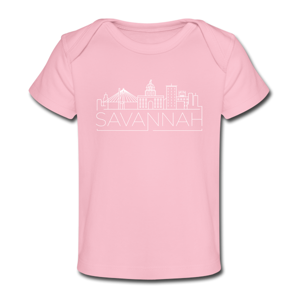 Savannah, Georgia Baby T-Shirt - Organic Skyline Savannah Infant T-Shirt - light pink