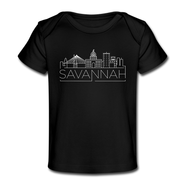 Savannah, Georgia Baby T-Shirt - Organic Skyline Savannah Infant T-Shirt - black