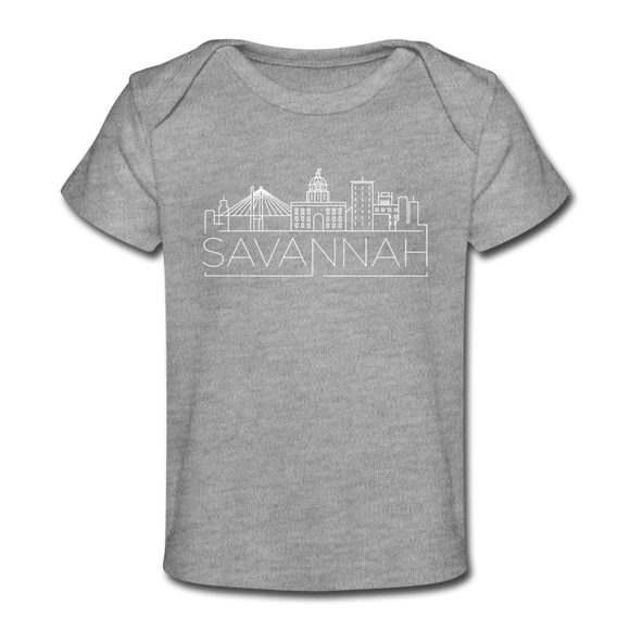 Savannah, Georgia Baby T-Shirt - Organic Skyline Savannah Infant T-Shirt - heather gray