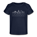 Savannah, Georgia Baby T-Shirt - Organic Skyline Savannah Infant T-Shirt - dark navy