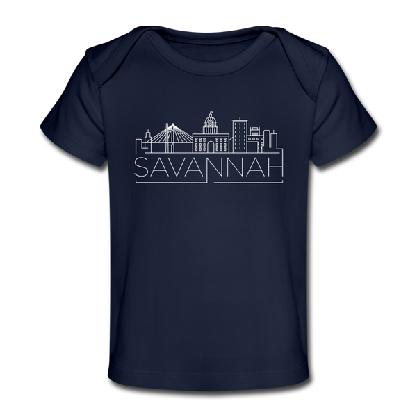 Savannah, Georgia Baby T-Shirt - Organic Skyline Savannah Infant T-Shirt - dark navy