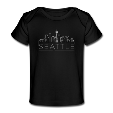 Seattle, Washington Baby T-Shirt - Organic Skyline Seattle Infant T-Shirt - black