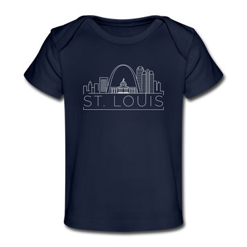 St. Louis, Missouri Baby T-Shirt - Organic Skyline St. Louis Infant T-Shirt - dark navy