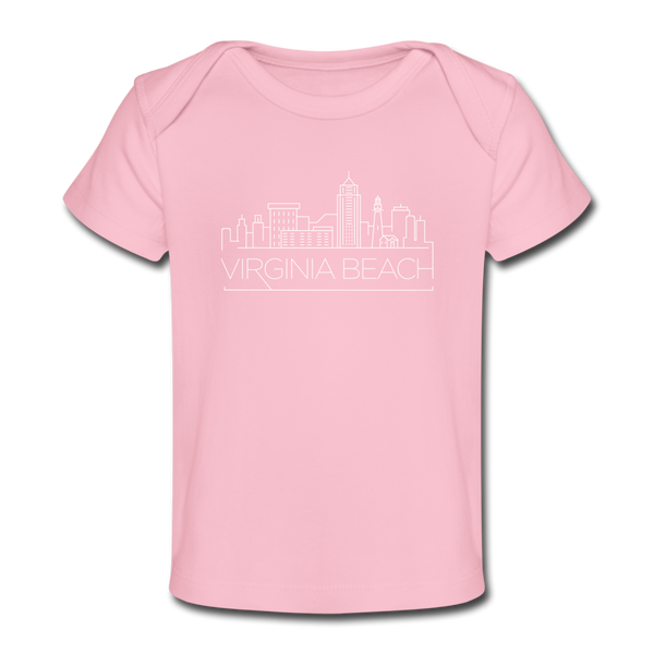 Virginia Beach, Virginia Baby T-Shirt - Organic Skyline Virginia Beach Infant T-Shirt - light pink