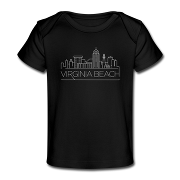 Virginia Beach, Virginia Baby T-Shirt - Organic Skyline Virginia Beach Infant T-Shirt - black