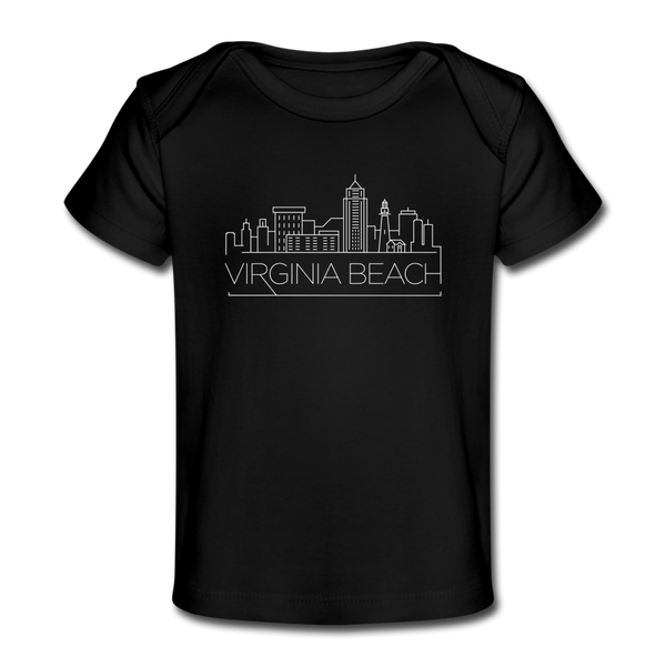 Virginia Beach, Virginia Baby T-Shirt - Organic Skyline Virginia Beach Infant T-Shirt - black