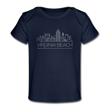 Virginia Beach, Virginia Baby T-Shirt - Organic Skyline Virginia Beach Infant T-Shirt - dark navy