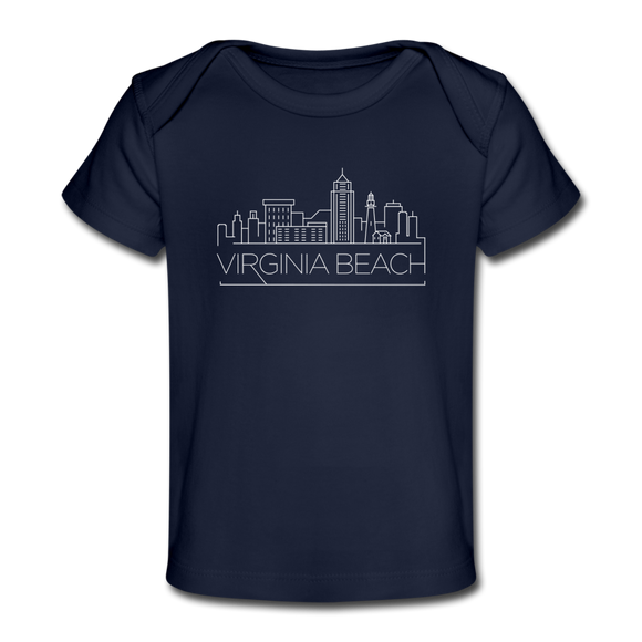 Virginia Beach, Virginia Baby T-Shirt - Organic Skyline Virginia Beach Infant T-Shirt - dark navy