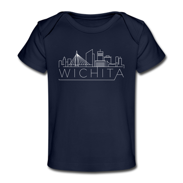 Wichita, Kansas Baby T-Shirt - Organic Skyline Wichita Infant T-Shirt - dark navy