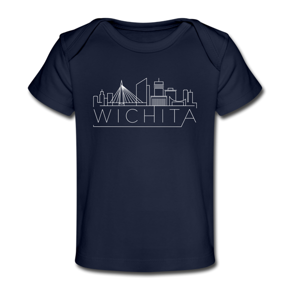 Wichita, Kansas Baby T-Shirt - Organic Skyline Wichita Infant T-Shirt - dark navy