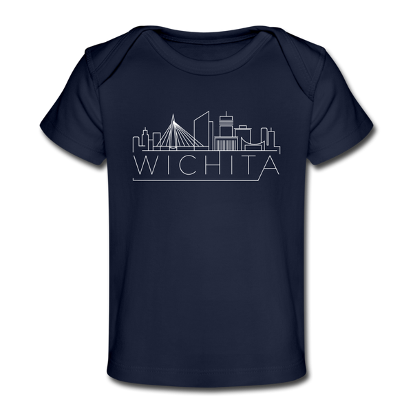 Wichita, Kansas Baby T-Shirt - Organic Skyline Wichita Infant T-Shirt - dark navy