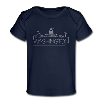 Washington DC Baby T-Shirt - Organic Skyline Washington DC Infant T-Shirt - dark navy
