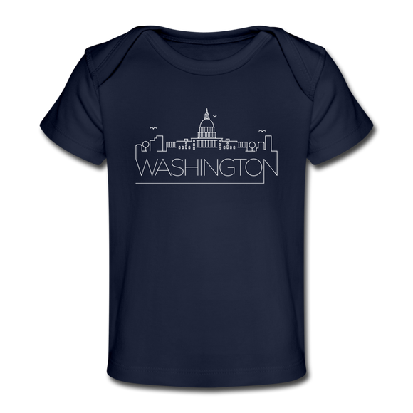 Washington DC Baby T-Shirt - Organic Skyline Washington DC Infant T-Shirt - dark navy